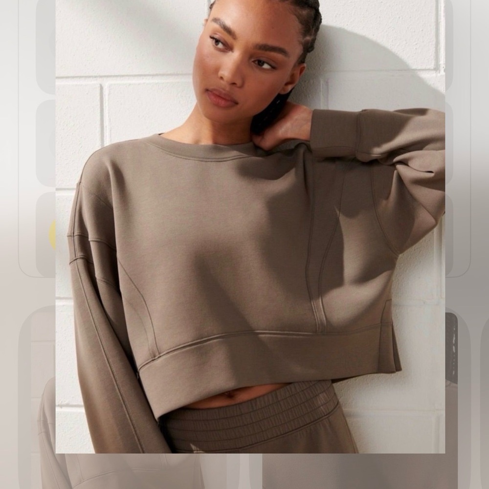 Abercrombie & Fitch Taupe Cropped Sweatshirt